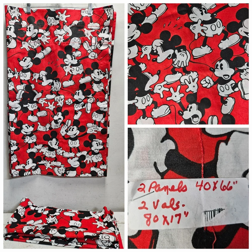 Disney Mickey Mouse vintage handmade sewn 2 curtains 2 valances 80s 90s